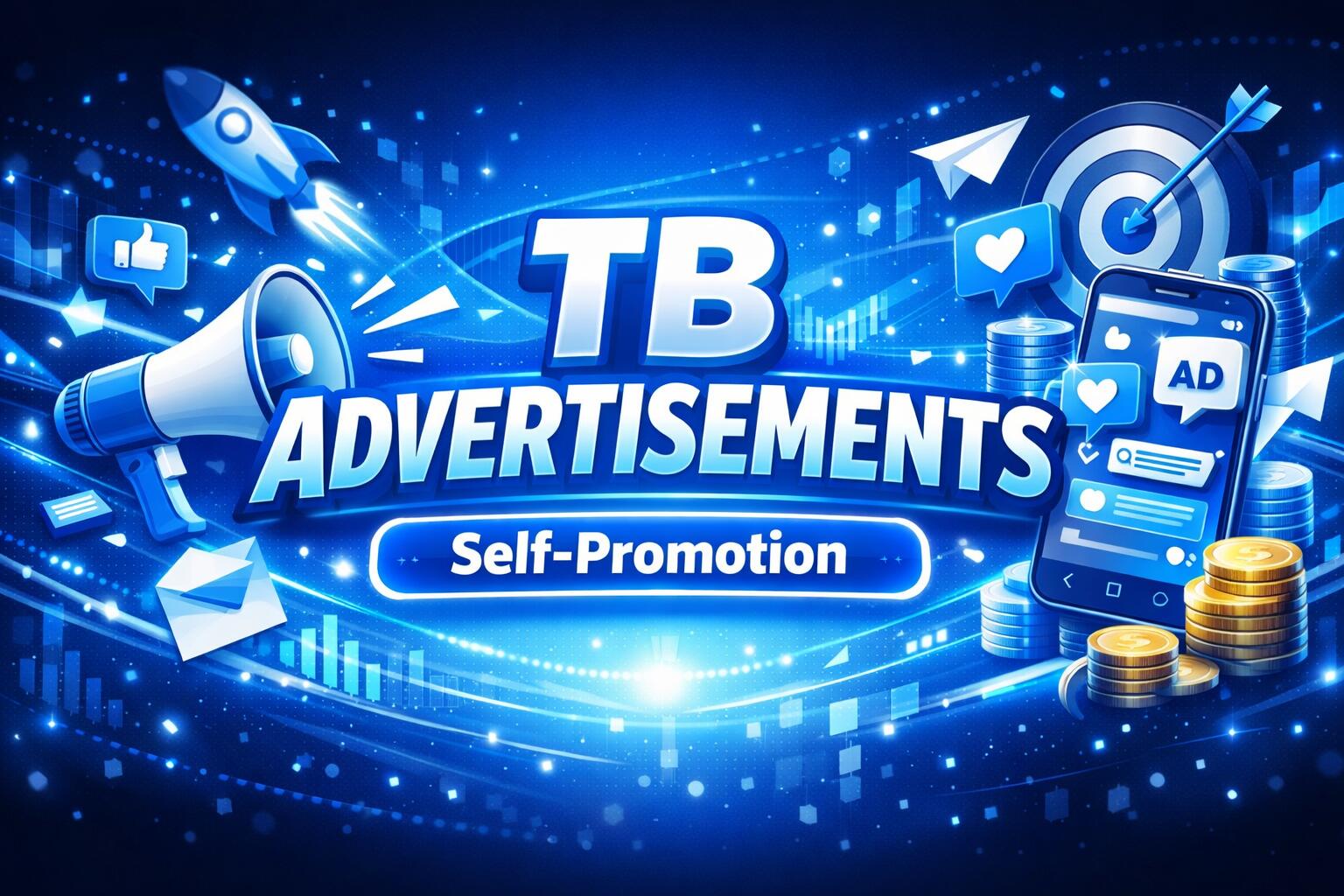 Discovery splash banner for TB Advertisements | Self-Promotion • Minecraft Advertising • Roblox Advertising • Minecraft LFG Discord server